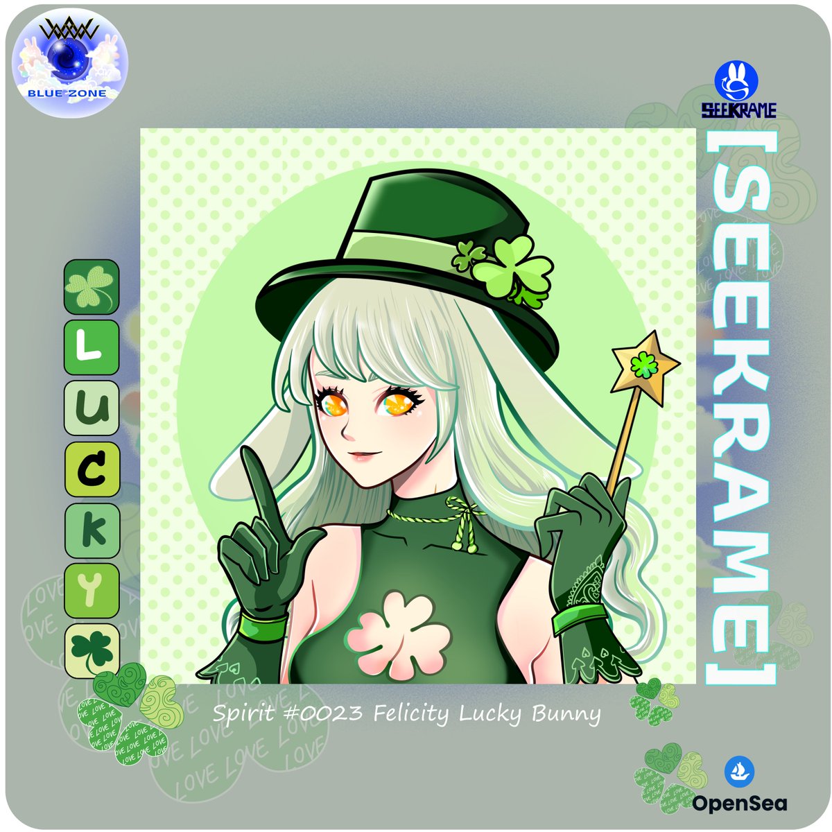 Seekrame_NFT's tweet photo. ื🔥new drop🔥
🍀Felicity Lucky Bunny 💚
WWW_BlueZone collection on @opensea 

@NFT_ART_OpenSea
https://t.co/a2Jdttz4Dk

#NFT買います #nfts  #NFTCommuinity #nftcollector  #NFTdrop #JFASHION #HADEKO #NEARnft 
#NFTTHAILAND #NFTJAPAN #NFTCOMMUNITY https://t.co/AhVrA7Dlmk
