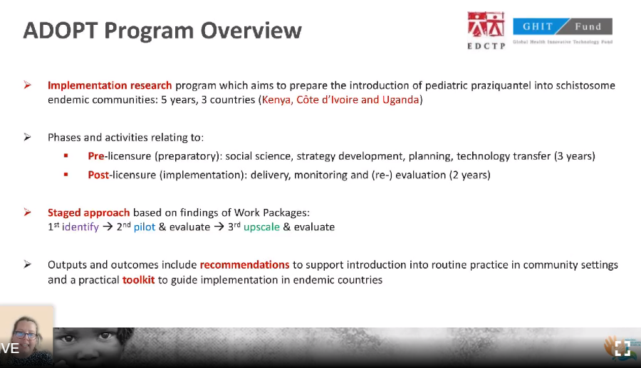 Kicking off day 2 at #ISNTDFestival is Jenny Burrill @sci_ntds, introducing the ADOPT Project @PedPZQ, to provide #BeatSchisto treatment for pre-school aged🧑🏽👩🏽
After development & launch, 🎯 is on large-scale access & delivery of the pediatric #PZQ in #Schisto endemic areas.