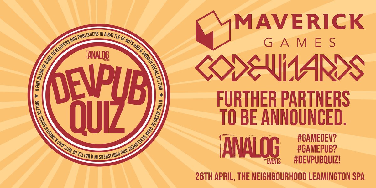 analog_events's tweet photo. See you there? 10 teams have already signed up! #devpubquiz #gamedev #indiedev https://t.co/soj0vIpaT6 https://t.co/rNuZrlII05