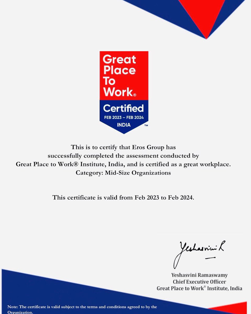 #greatplacetowork #proud #eros #standingtallsince1940