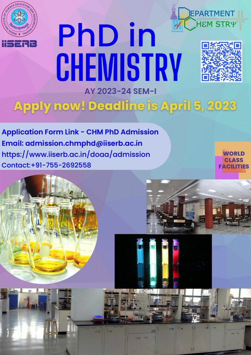 Dept of Chemistry, IISER Bhopal (@chm_iiserb) on Twitter photo Great opportunity for motivated PhD candidates to join our department. Last date of application 5th April 2023
<a href="/vishal_iiserb/">Vishal Rai</a> <a href="/KonarSanjit/">Sanjit Konar</a> <a href="/amitpaul_iiserb/">Amit Paul, PhD</a> <a href="/bwajtweeting/">Bharathwaj Sathyamoorthy</a> <a href="/SaraogiIshu/">Ishu Saraogi</a> <a href="/Vardha_AITG/">Varadharajan Srinivasan</a> <a href="/SangitK35711415/">Sangit Kumar</a> <a href="/KonerApurba/">Apurba Lal Koner</a> @sdv_iiserb <a href="/RatiSharma/">Rati Sharma</a> <a href="/jesankar/">Sankar Lab</a> <a href="/abhijitiiserb/">Abhijit Patra</a> Great opportunity for motivated PhD candidates to join our department. Last date of application 5th April 2023
<a href="/vishal_iiserb/">Vishal Rai</a> <a href="/KonarSanjit/">Sanjit Konar</a> <a href="/amitpaul_iiserb/">Amit Paul, PhD</a> <a href="/bwajtweeting/">Bharathwaj Sathyamoorthy</a> <a href="/SaraogiIshu/">Ishu Saraogi</a> <a href="/Vardha_AITG/">Varadharajan Srinivasan</a> <a href="/SangitK35711415/">Sangit Kumar</a> <a href="/KonerApurba/">Apurba Lal Koner</a> @sdv_iiserb <a href="/RatiSharma/">Rati Sharma</a> <a href="/jesankar/">Sankar Lab</a> <a href="/abhijitiiserb/">Abhijit Patra</a>