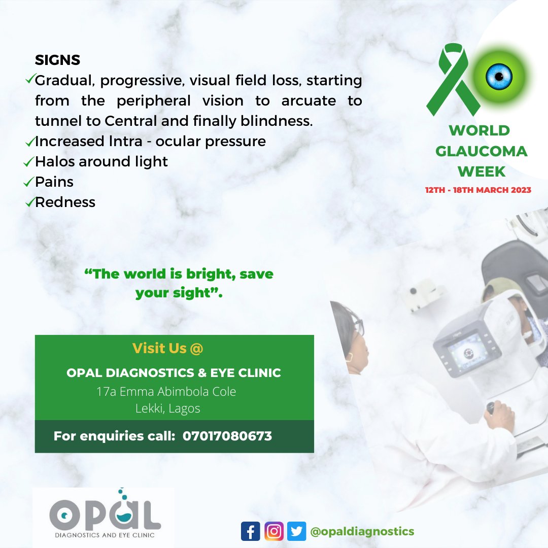 Opaldiagnostics's tweet photo. #glaucomaweek #Glaucoma #eyecliniclekki #eyeclinicinlekki #EyeCare https://t.co/msff3B5I8v