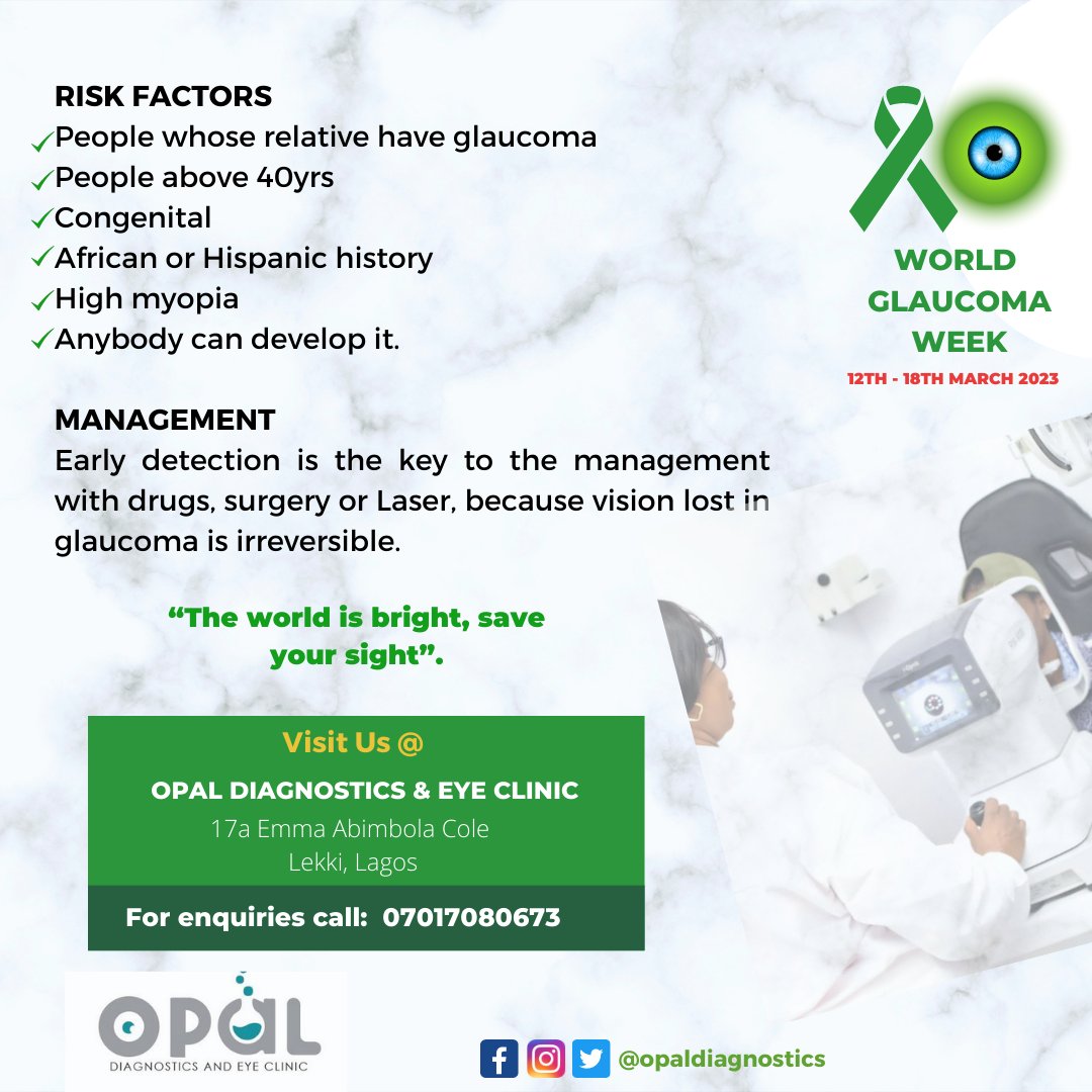 Opaldiagnostics's tweet photo. #glaucomaweek #Glaucoma #eyecliniclekki #eyeclinicinlekki #EyeCare https://t.co/msff3B5I8v
