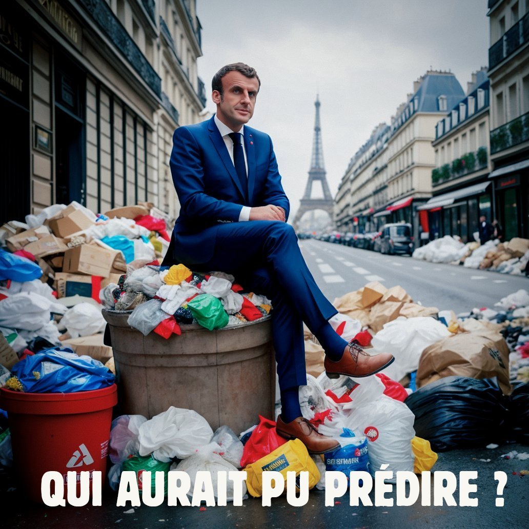 😑 L'histoire retiendra du passage d'<a href="/EmmanuelMacron/">Emmanuel Macron</a> à l'<a href="/Elysee/">Élysée</a> qu'il a rendu poubelle la #France !
