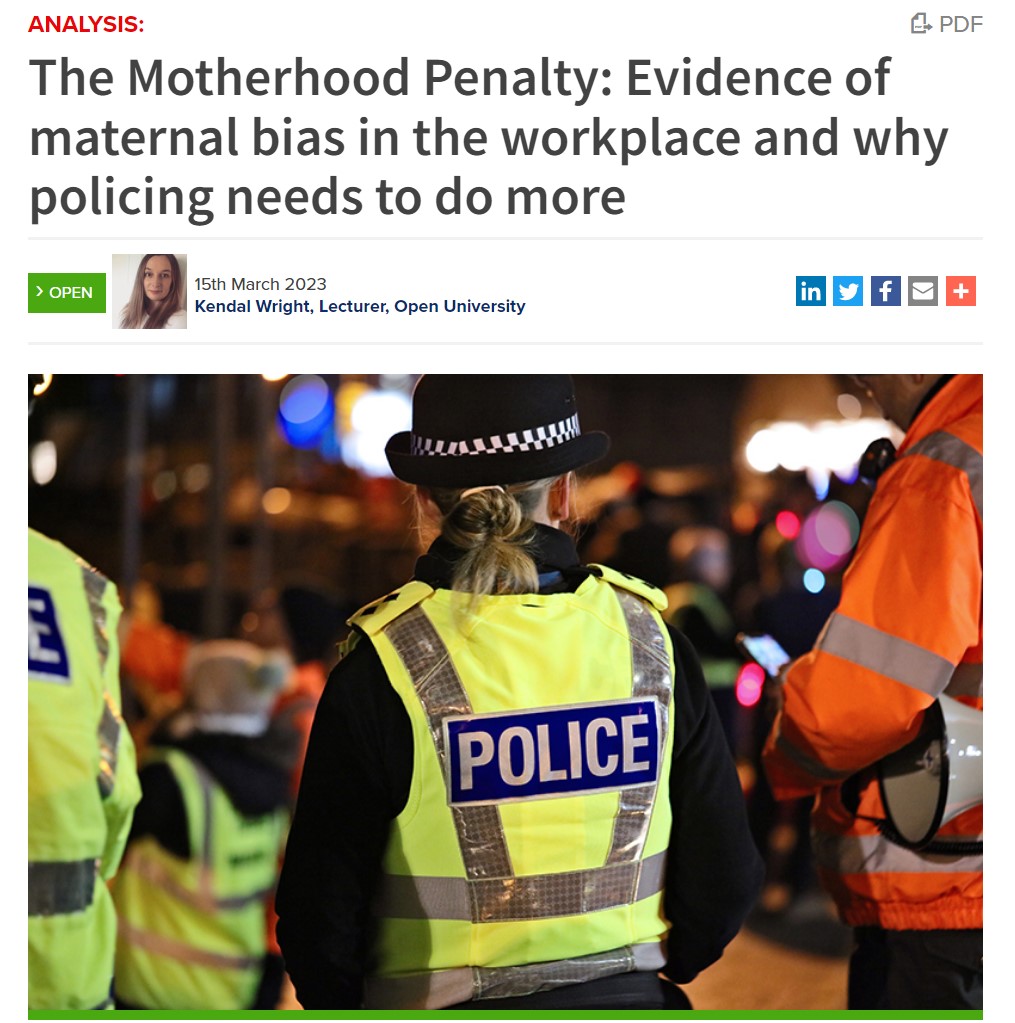 In the third of a month-long series of articles celebrating #InternationalWomensDay2023 @kendal_e_wrightKendal & Dr @KeelyDuddin @OpenUniversity share an insight into a ground-breaking study exploring women’s experiences of motherhood in the police. policinginsight.com/features/analy…