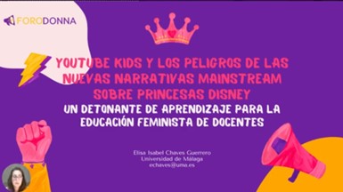 forodonna23's tweet photo. #FORODONNA23 La profesora Elisa Chaves presenta la ponencia Youtube Kids y los peligros de las nuevas narrativas mainstream sobre princesas Disney” en Simposio 4 https://t.co/pIJFBjpPwy @gridhum https://t.co/IOMijEVYXF