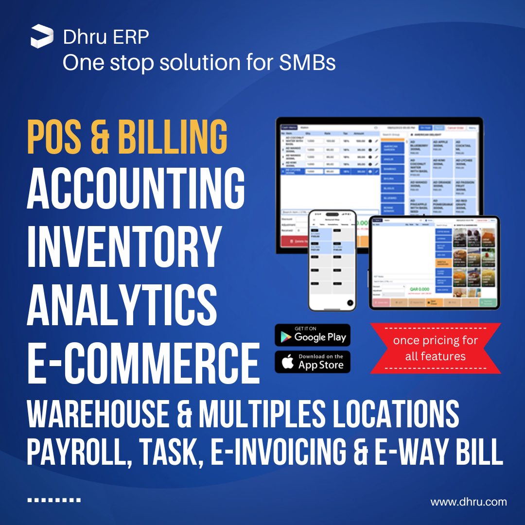 dhrusoft's tweet image. Dhru ERP is a cloud based software solution that automates various business processes in an enterprise or SMBs.