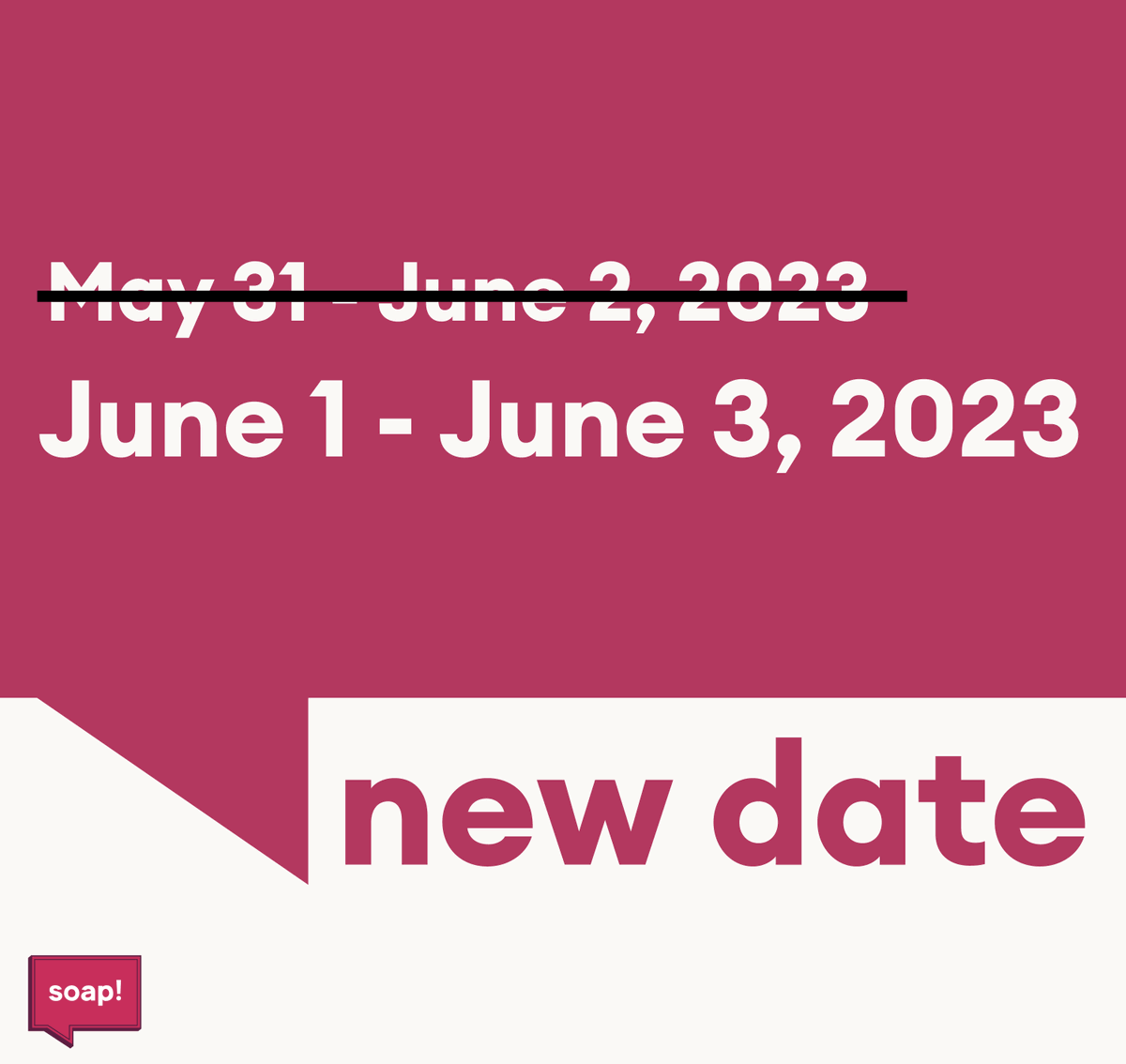 For reasons beyond our control, the conference date has been changed to June 1-3. Please let us know in case this change puts you in a tough spot where you have to make an impossible decision - like we did.

You can contact us at contact@soapconf.com
#soapconf