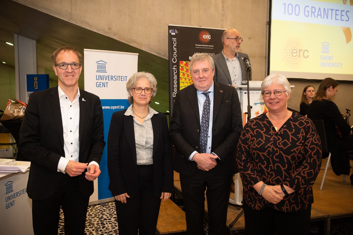 Celebrating 100 ERC grantees at #UGent yesterday evening – congratulations from @ERC_Research Director Laurence Moreau, and praise for our research quality and strategy. @VIBLifeSciences @imec_int @ResearchUGent