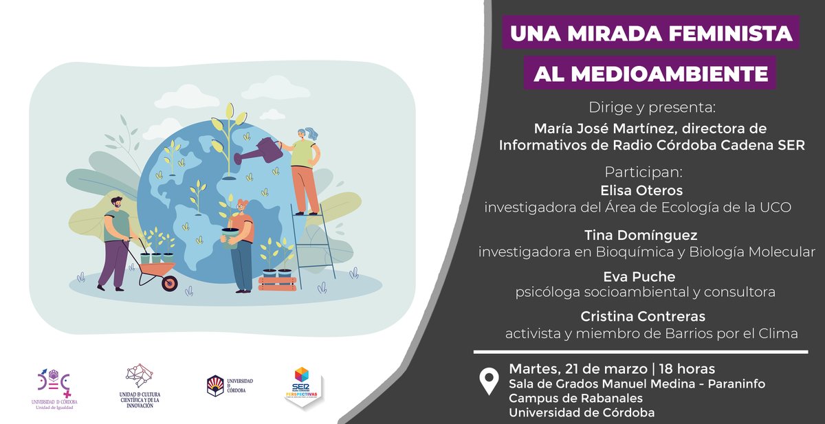 🌏♀️ En el próximo 'Perspectivas' de <a href="/RadioCordobaSER/">Radio Córdoba</a> hablamos sobre perspectiva de género y medioambiente

👩‍🔬Con las investigadoras de <a href="/Fac_CienciasUCO/">Facultad de Ciencias - UCO</a> <a href="/ElisaOtra/">Elisa OtRa</a> y <a href="/TinaDomnguez/">Tina DM #SinCienciaNOhayFuturo 👩🏻‍🔬🧬</a> , la consultora Eva Puche y la activista Cristina Contreras <a href="/UCOIgualdad/">UCO Igualdad</a> 
📻Vente a la grabación👇