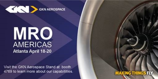 GKNAero's tweet photo. Are you attending MRO Americas in Atlanta (April 18-20)? GKN Aerospace will be showcasing our MRO solutions for aircraft, engines and components when and where our customers need them. Stop by our stand 4769 to learn more!

Register here: https://t.co/KsNoTls5Qi
#MROAM https://t.co/61WZCei8VX