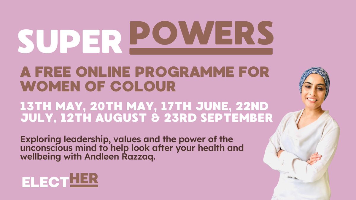 Superpowers is back! If you’re a Woman of Colour, join us on this transformational programme to explore leadership &amp; values and discover ways to look after your health and wellbeing. Taking place between May-September, registration closes 16th April: bit.ly/Superpowers202…