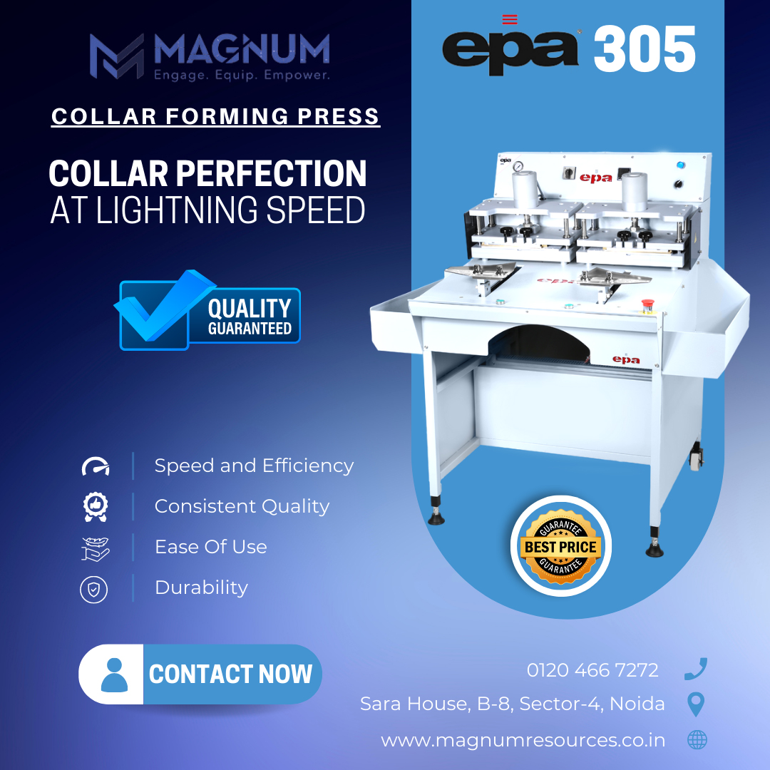 MagnumResources's tweet image. Introducing our newest addition to the sewing machine family - the EPA 305 Collar Forming Press! 🧵👔 This state-of-the-art machine is designed to create clean and precise collars.
#CollarMachine #SewingMachines #GarmentIndustry #TextileMachinery #ApparelProduction #TailoringTool