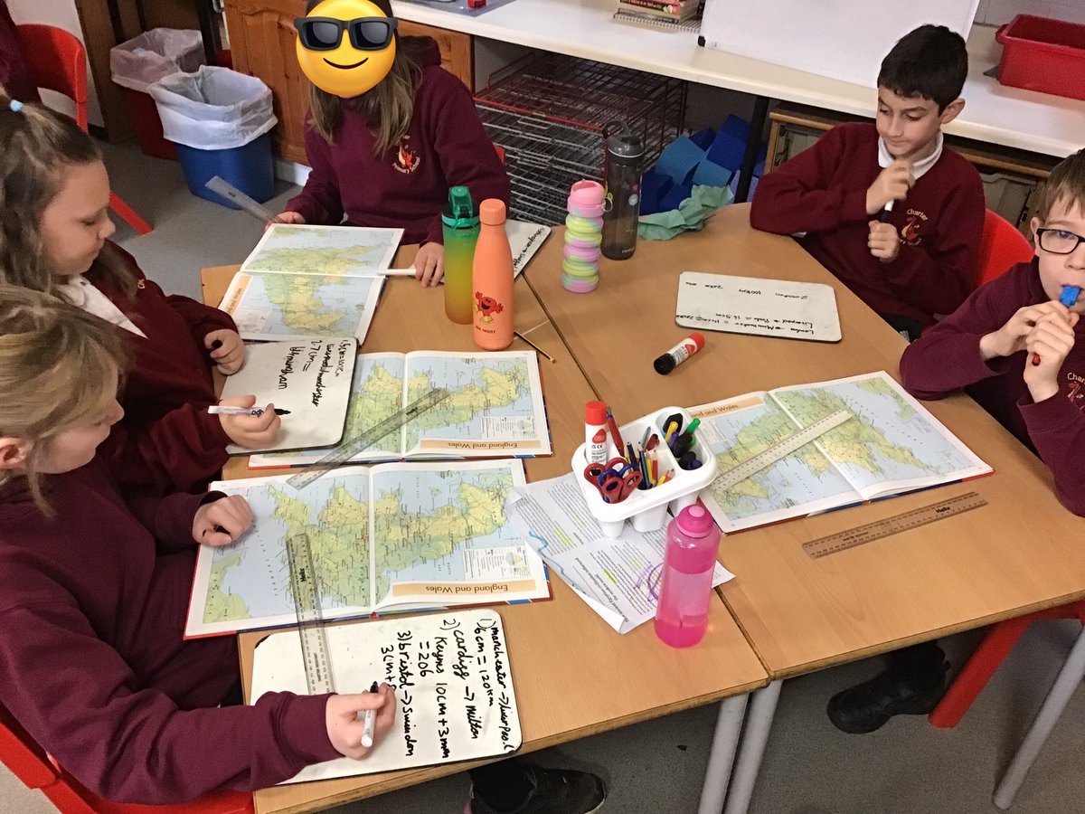 CharterYr4's tweet photo. Griffins are using their knowledge of kilometres and metres to work out the distances between UK towns and cities. #chartermaths https://t.co/5KQbh2jlHW