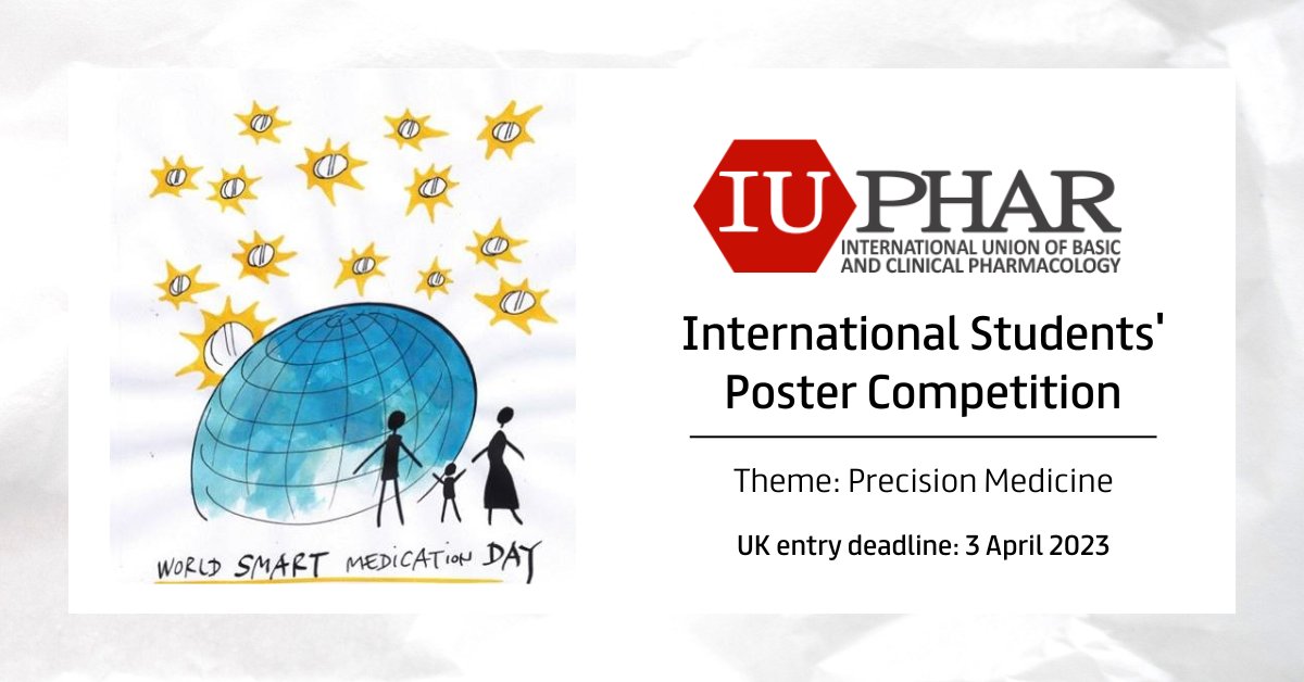 Entries are open for the 2023 <a href="/IUPHAR/">IUPHAR</a> International Students' Poster Competition - part of #WorldSmartMedicationDay!

The deadline for UK entries is 9am on Monday 3 April. The theme is #PrecisionMedicine.

For more info on how to enter, visit: iuphar.org/2023-iuphar-in…