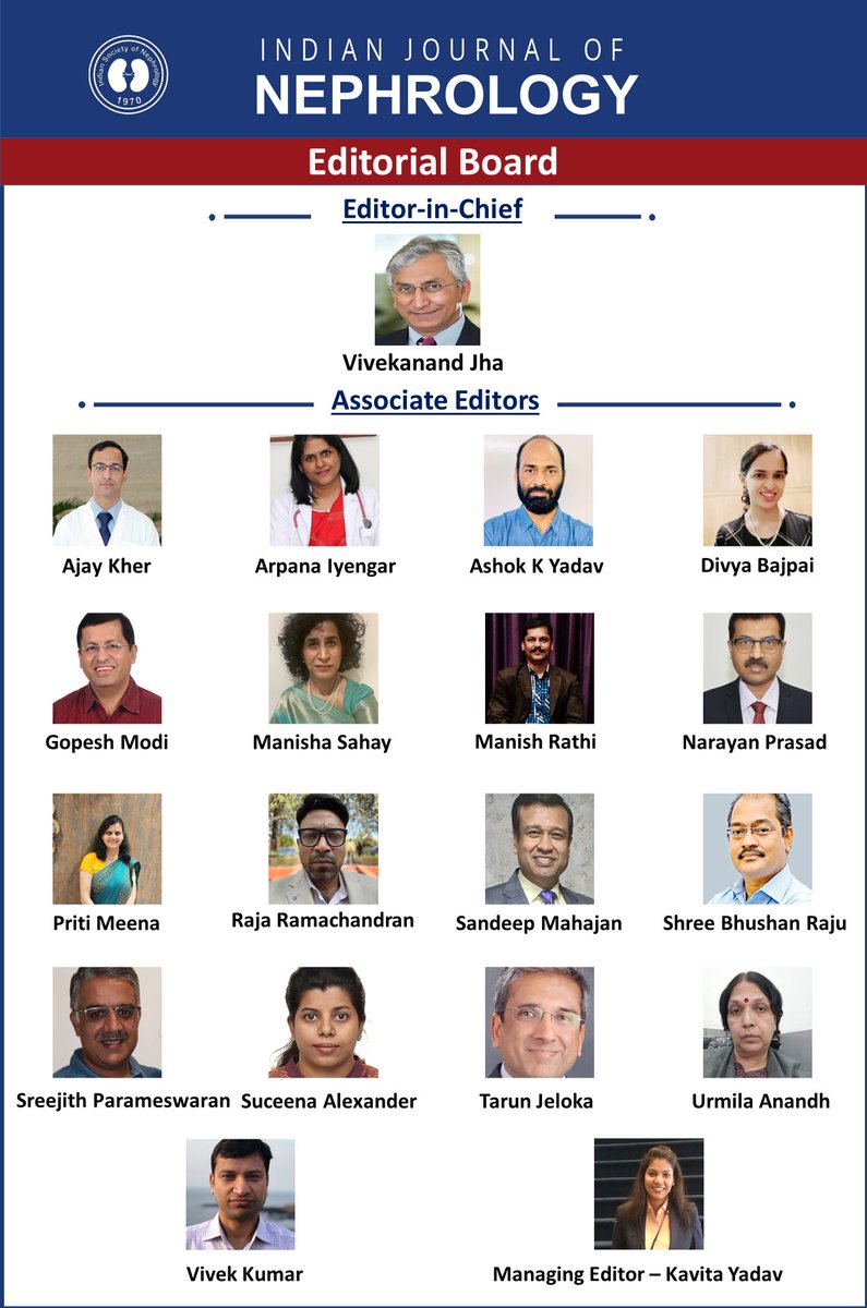 Please welcome the new 
🌟Editorial Board🌟

 of Indian Journal of Nephrology

This board is committed to bringing forth the best in the nephrology literature!
So stay tuned👀