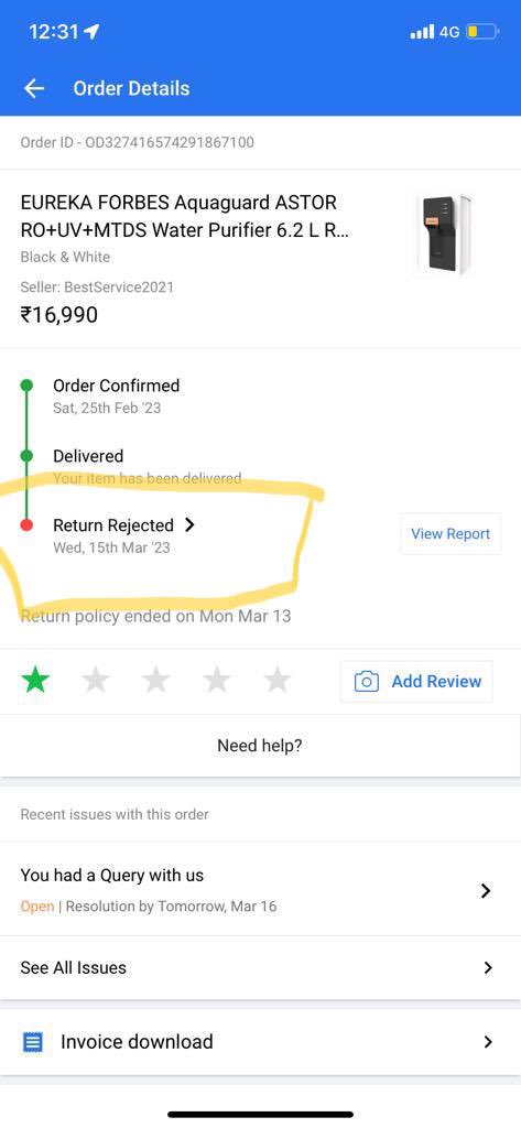 Ankita17a's tweet photo. Everyone should know the response of @Flipkart including its management people like @JoelModestus @jeyanv @_Kalyan_K and things @Flipkart is doing…On one hand @Flipkart is claiming to provide support and other hand @Flipkart has rejected the return request. https://t.co/N4n2sNxRwm