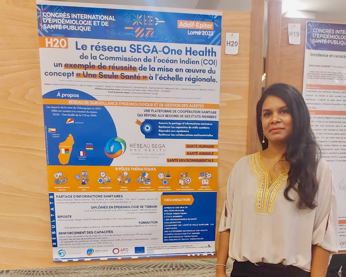 commission_coi's tweet photo. #HappeningNow au #Togo 🇹🇬 : congrès d'#épidémiologie &amp; #Santé Publique @AdelfEpiter2023 

Au programme pour l'Unité de veille sanitaire de la #COI ➡️ présentation du réseau #SEGAOneHealth, exemple de réussite de la mise en œuvre du concept 
« Une Seule Santé » en #Indianocéanie https://t.co/lHHjceouqv