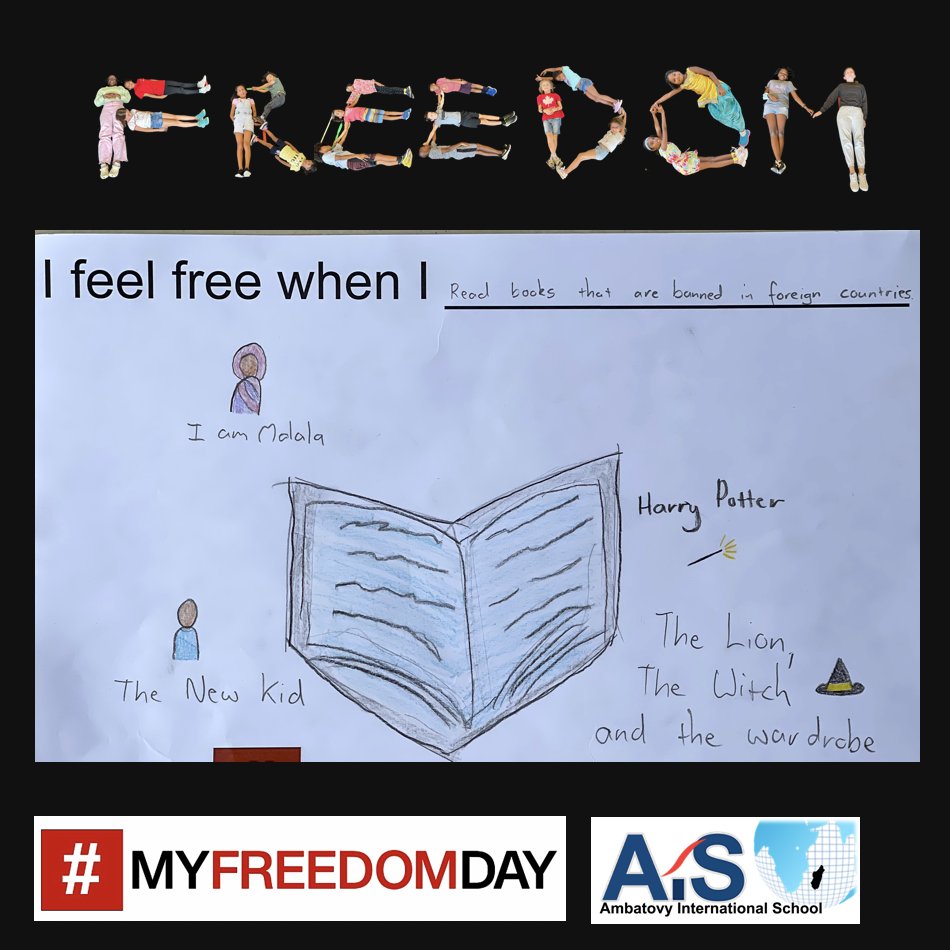 AmbatovyIS's tweet photo. Ambatovy International School in Madagascar supports #MyFreedomDay by reflecting on "I feel free when I..." May freedom ring everywhere for everyone around the world! #issedu #intled #thecgcproject #Ambatovyiseducation #Madagascar #freedom4all @ISSCommunity https://t.co/p3vVXG0A0S