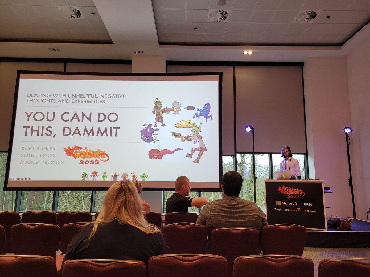 NickyvV's tweet image. Ready for the first session of the day by @kurtbuhler &quot;The data goblin&quot; Buhler! #SQLBits