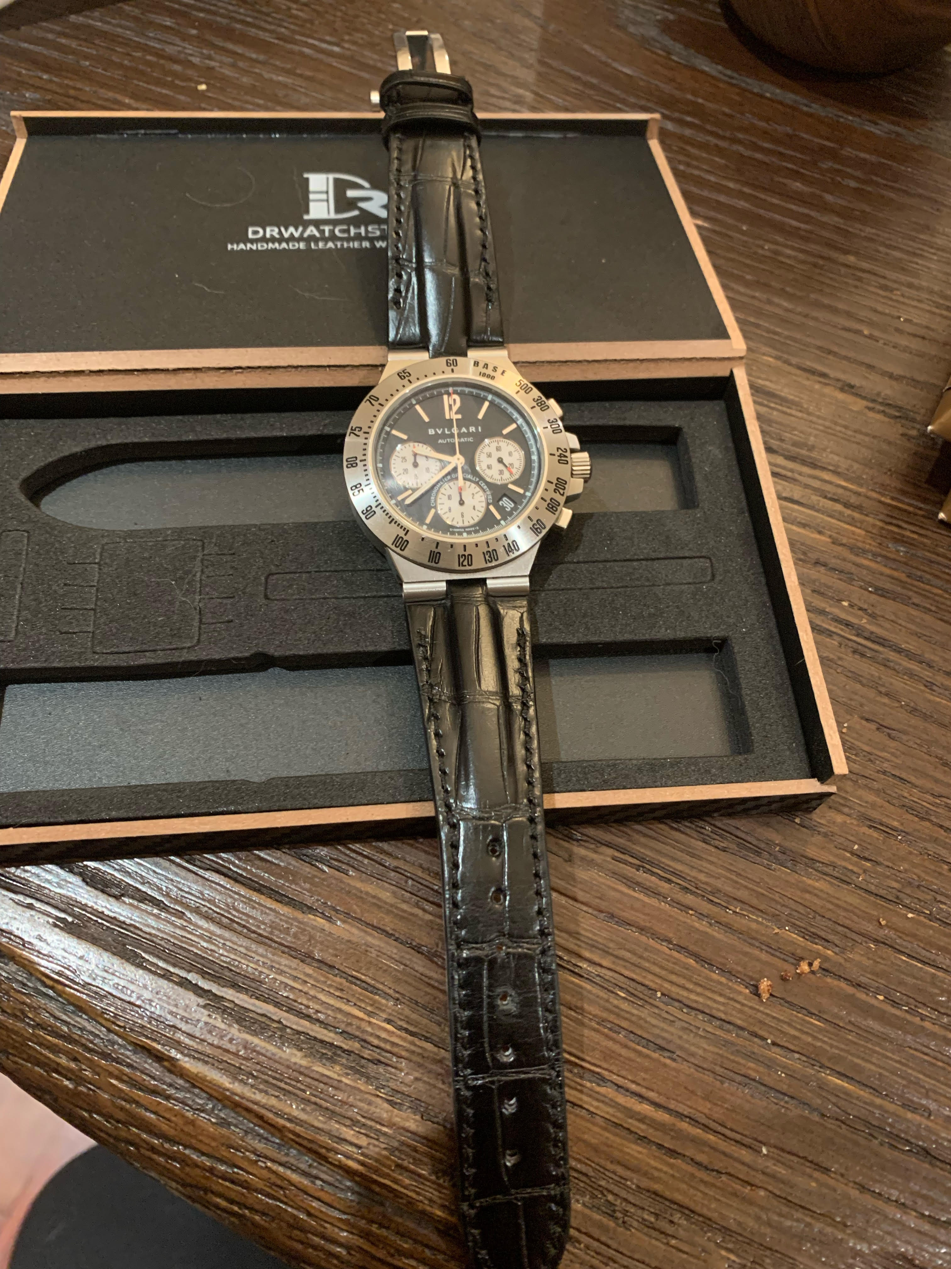 Bvlgari diagono leather strap hot sale