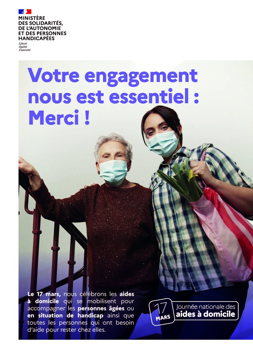 Journée Nationale des Aides à Domicile🏠

Le Département s’associe à cette journée en donnant l’occasion aux acteurs du secteur de se mobiliser pour valoriser l’action et l’engagement des professionnels mais aussi pour faire connaitre ses métiers en lien avec la perte d'autonomie