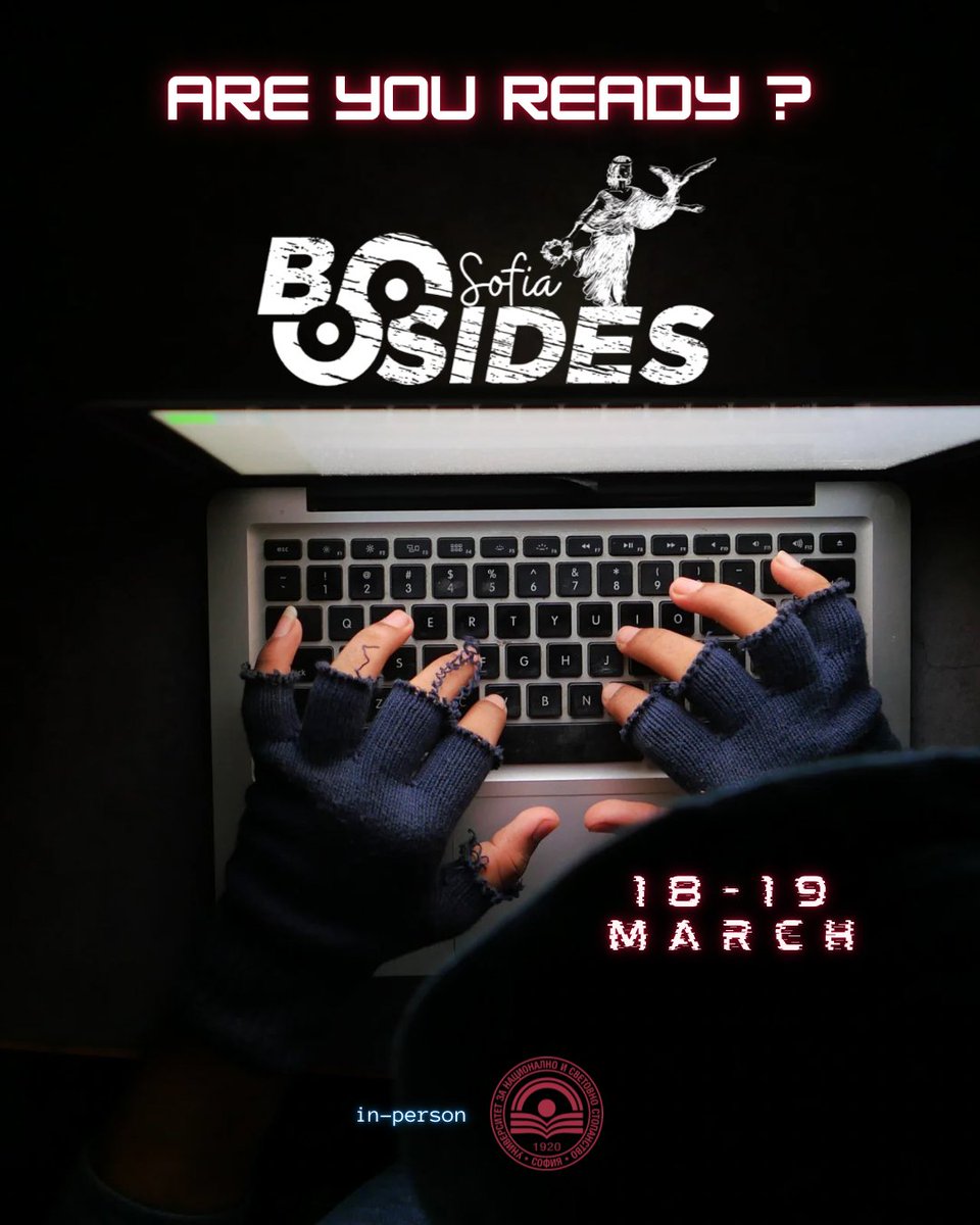 Are you into cybersecurity? 👨‍💻 In just a few days, you will have the chance to hear thoughtful presentations, attend great workshops, and participate in the Capture the Flag competition for free.
Learn more about <a href="/BSidesBG/">BSidesBG</a> and register here ☞  securitybsides.bg