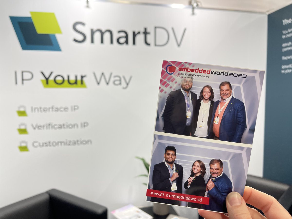 smartdv's tweet photo. Day 3 of a memorable @embedded_world!
Why not finish the conference with a strong direction for your next #chipdesign?
Stop by to discuss your interface IP and customization needs with our team!
#IPYourWay
#SoC #ASIC #FPGA #semIP https://t.co/6xANrmq0vL
