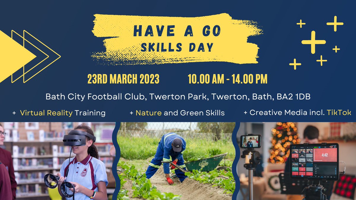 Achieve in B&NES (@achievebathnes) on Twitter photo The Business and Skills Team @investinbathnes and @achieveinbathnes are hosting a #haveagoday <a href="/BCFCFoundation/">Bath City FC Foundation</a>
#skills #creative #greenskills #VR #AR #supportavailable #bathandnortheastsomerset The Business and Skills Team @investinbathnes and @achieveinbathnes are hosting a #haveagoday <a href="/BCFCFoundation/">Bath City FC Foundation</a>
#skills #creative #greenskills #VR #AR #supportavailable #bathandnortheastsomerset