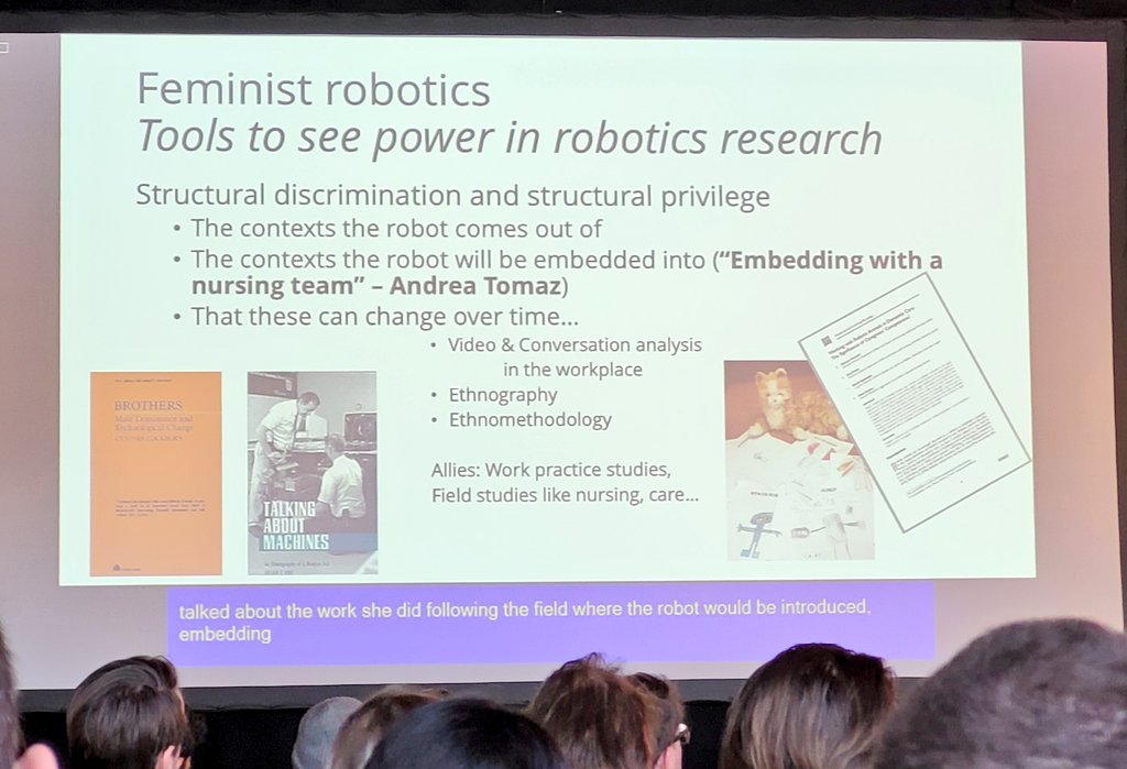 Dr. Hannah Pelikan💙💛 (@hannah_pelikan) on Twitter photo Really inspiring keynote #hri2023 by our very own Ericka Johnson from <a href="/liu_universitet/">Linköpings universitet</a>, highlighting that we need more conversation analysis, ethnomethodology and ethnography #emca methods to deal with situatuadness and complex power dynamics in #HRI! Really inspiring keynote #hri2023 by our very own Ericka Johnson from <a href="/liu_universitet/">Linköpings universitet</a>, highlighting that we need more conversation analysis, ethnomethodology and ethnography #emca methods to deal with situatuadness and complex power dynamics in #HRI!