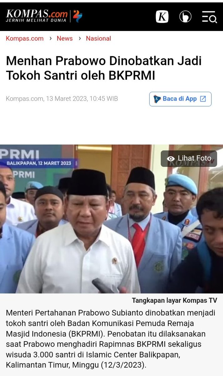 BANGSAygSUJUD's tweet photo. Sosok yg oleh segelintir orang dituding pengkhianat umat ternyata justru dinobatkan sebagai tokoh peduli santri oleh Badan Komunikasi Pemuda Remaja Masjid Indonesia, lho 😊😍

Ini menunjukkan kedewasaan Demokrasi semakin tinggi dikalangan Santri

#Prabowo Membangun Peradaban ❤️🇮🇩 https://t.co/QKnpL8EZpF