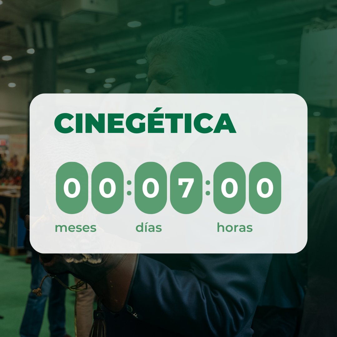 𝐂𝐮𝐞𝐧𝐭𝐚 𝐚𝐭𝐫𝐚́𝐬 𝐩𝐚𝐫𝐚 𝐂𝐢𝐧𝐞𝐠𝐞́𝐭𝐢𝐜𝐚 𝟐𝟎𝟐𝟑 
En una semana volveremos a disfrutar de nuestra pasión, volveremos a compartir momentos y a acercar el mundo rural. 

Comienza la cuenta atrás para la mayor feria del campo y de la caza por excelencia en España.