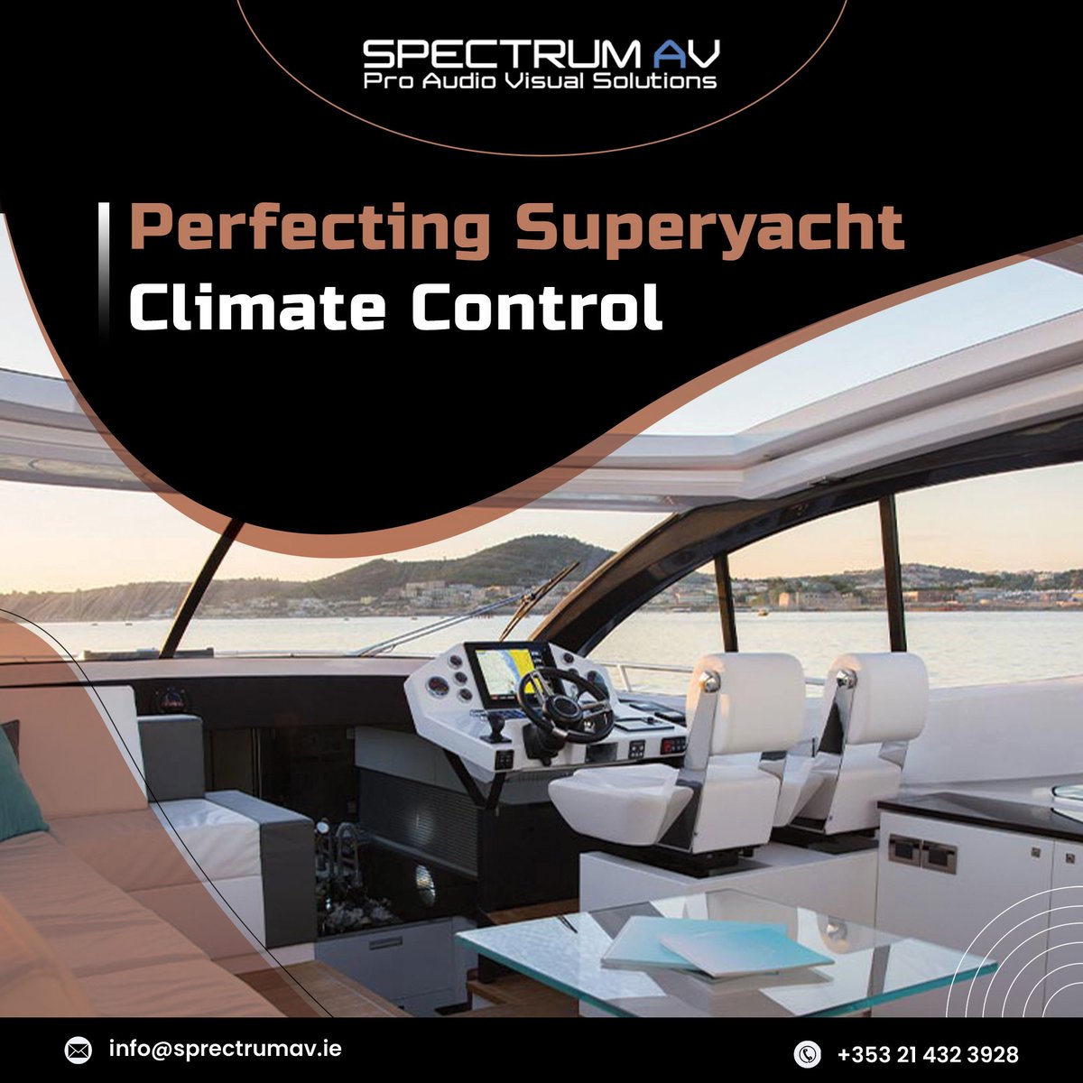 spectrumavie's tweet photo. Automated temperature management makes it easy to maximise comfort in all areas of superyachts and luxury vessels. Call for a consultation on boat air conditioning design.

#marineautomation #superyacht #automatedclimatecontrollers #yachtclimate #yachtairconditioning #sailinstyle https://t.co/qQFD6e84WF