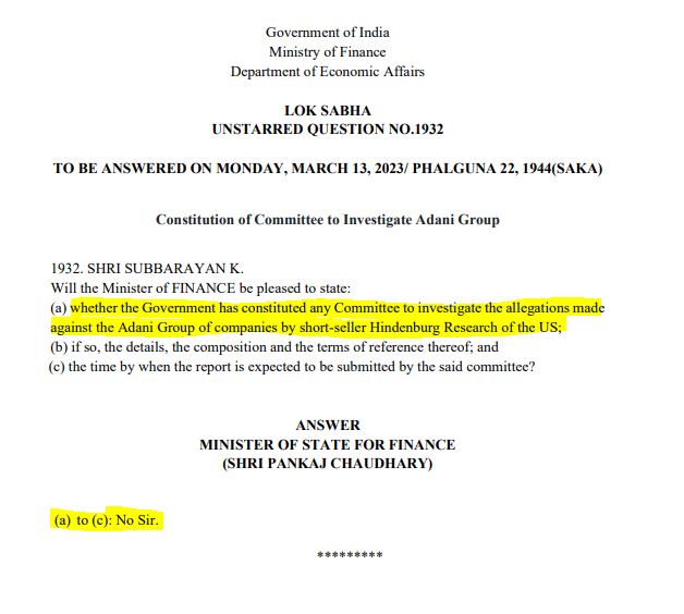 RavindraSahuINC's tweet image. हिंडबर्ग द्वारा अडानी समूह पर लगाए गए आरोपों को आज  50 दिन होने के बाद भी न तो जेपीसी, न संसद में चर्चा, न जांच आखिर क्यों ?
#Modani #Modiloot