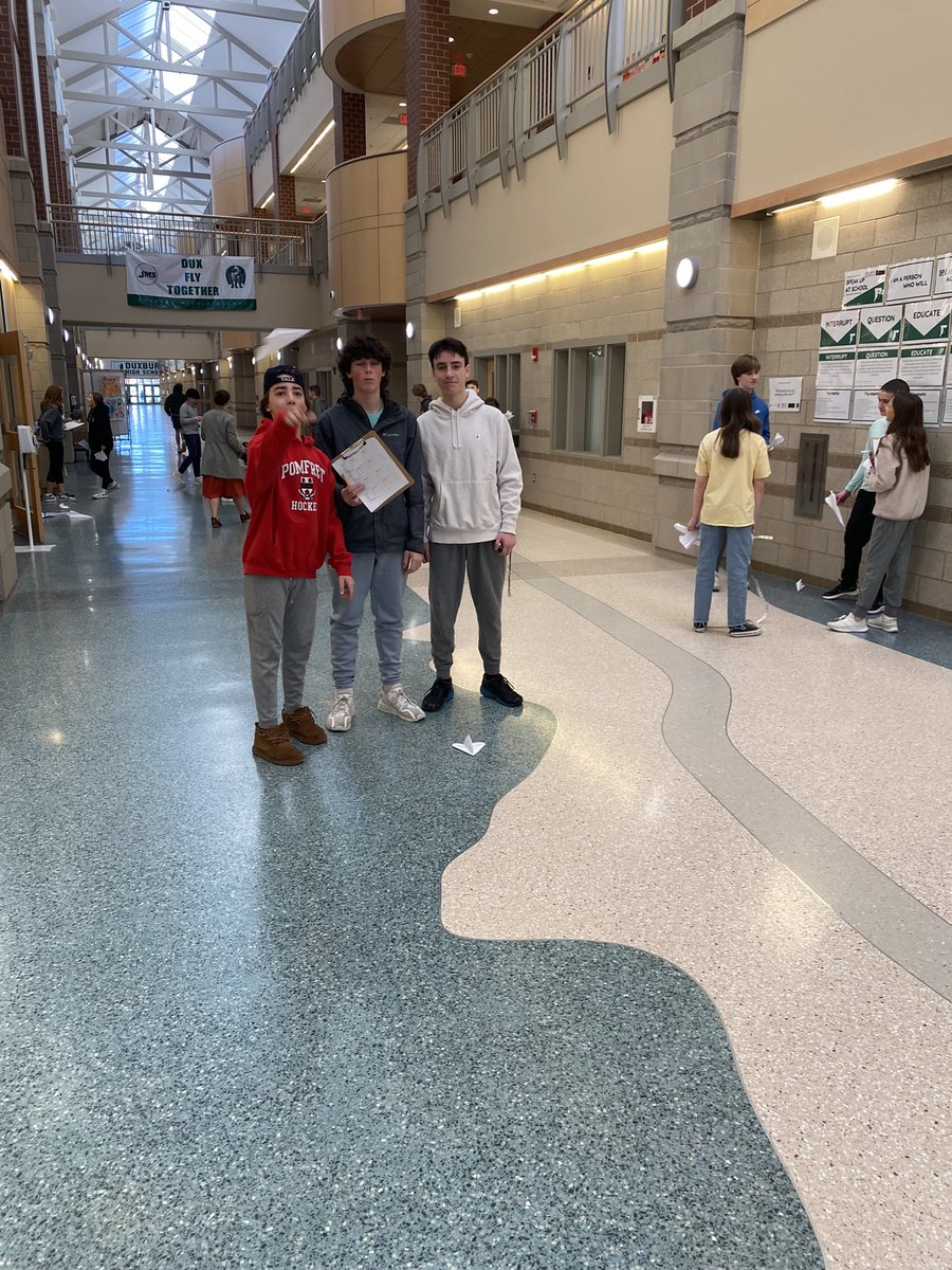 MrsCoyneAP's tweet image. “We are testing out our paper airplanes.” Dux Fly (paper airplanes) together! #peopleofdms @CoachHenry2 @Duxbury_MS