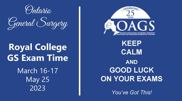 OAGS (@oags1) on Twitter photo Good luck to all Ontario General Surgery PGY5+ on <a href="/Royal_College/">The Royal College</a> exams this week!👍 #gensurg <a href="/UofTGSx/">UofT General Surgery</a> <a href="/MacGSxNRC/">McMaster General Surgery Niagara</a> <a href="/McMasterSurgery/">McMaster Surgery</a>
<a href="/western_gensurg/">Western General Surgery Residency Program</a> <a href="/uOttawaGenSurg/">uOttawaGenSurg</a> <a href="/QueensGenSurg/">Queen's General Surgery</a> <a href="/thenosm/">NOSM University | Université EMNO</a>
<a href="/ResidentDoctors/">Resident Doctors</a> <a href="/CAGS_Residents/">CAGS Residents</a> #MedEd #generalsurgery Good luck to all Ontario General Surgery PGY5+ on <a href="/Royal_College/">The Royal College</a> exams this week!👍 #gensurg <a href="/UofTGSx/">UofT General Surgery</a> <a href="/MacGSxNRC/">McMaster General Surgery Niagara</a> <a href="/McMasterSurgery/">McMaster Surgery</a>
<a href="/western_gensurg/">Western General Surgery Residency Program</a> <a href="/uOttawaGenSurg/">uOttawaGenSurg</a> <a href="/QueensGenSurg/">Queen's General Surgery</a> <a href="/thenosm/">NOSM University | Université EMNO</a>
<a href="/ResidentDoctors/">Resident Doctors</a> <a href="/CAGS_Residents/">CAGS Residents</a> #MedEd #generalsurgery