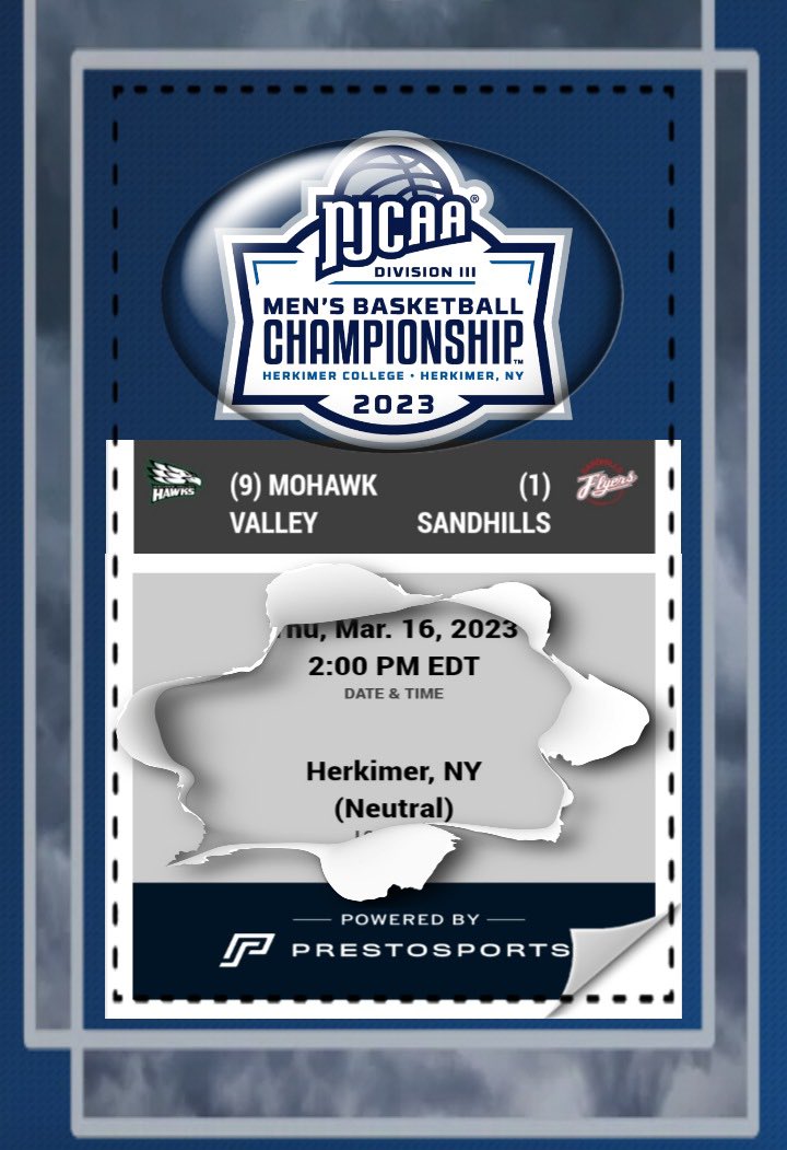 Game day- 2:00 PM TIP
#9 Mohawk Valley (27-3)  vs. #1 Sandhills (28-3) 

Trip to the NJCAA Final Four on the line! Come support our guys at Herkimer!

Livestream: njcaa.org/network/landin…