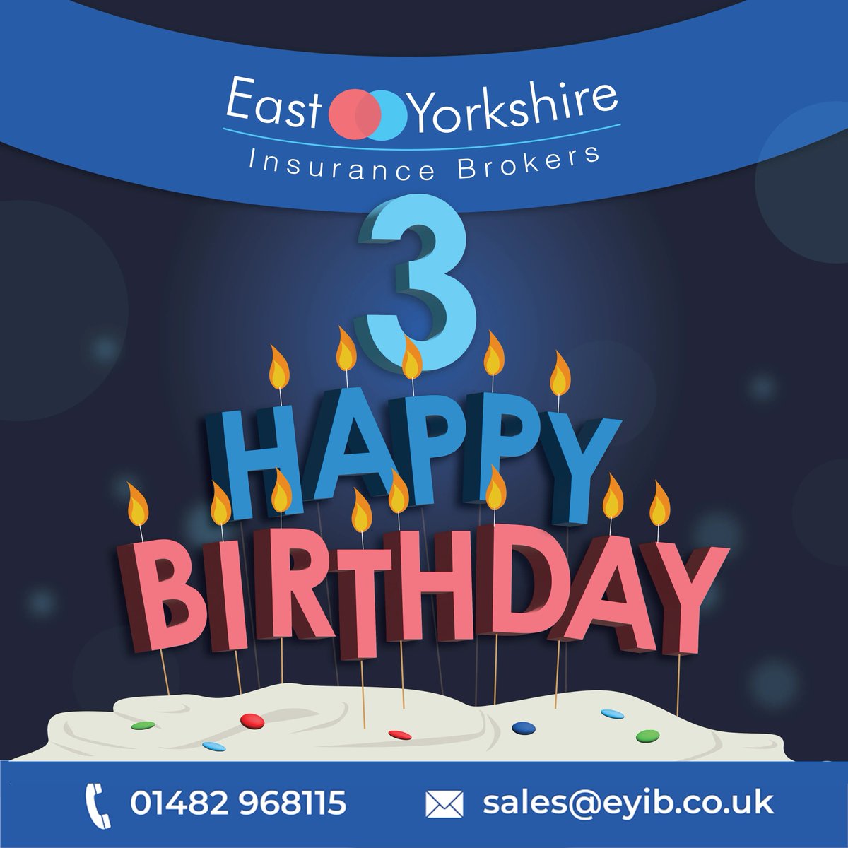🥳  🎉  Happy Birthday to us!   🥳  🎉 

Today East Yorkshire Insurance Brokers turns 3 years old.

Many thanks to all of our client's and friends who have helped us along the way.

We can only hope the next 12 months are as good as the last 12! 

🍾 🍾 

#happybirthday #eyib