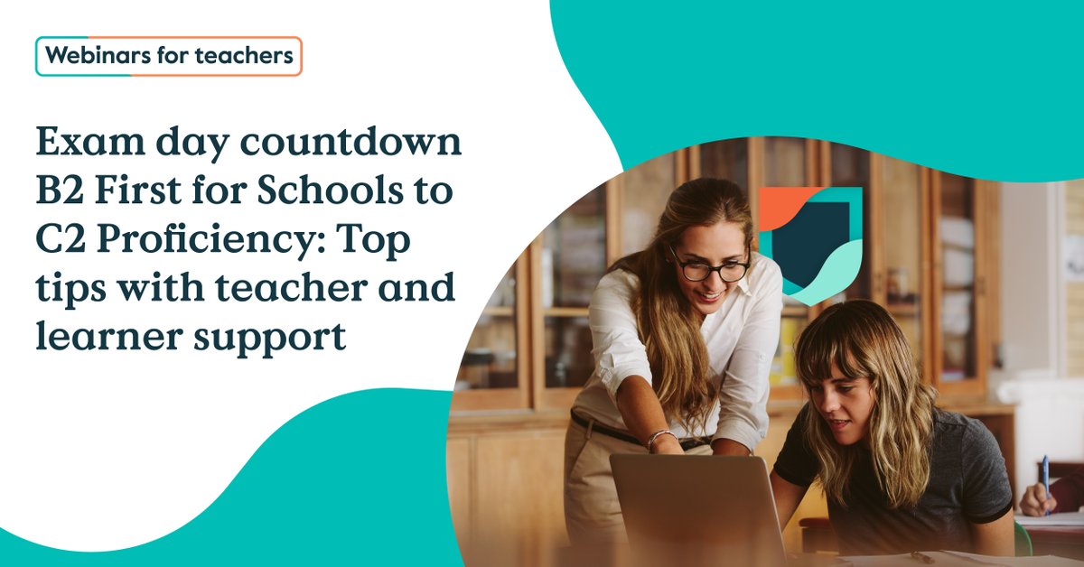 CambridgeEng's tweet image. Exam day is approaching for your #B2FirstforSchools, #C1Advanced and #C2Proficiency learners. 

In this webinar we look at practical teaching ideas and key resources for you to use to support your learners in the final days before the exam.

Register now: camengli.sh/3ImZoRx