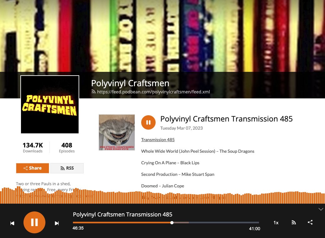 Today I will mostly be listening to polyvinylcraftsmen.podbean.com @polycraftsmen #podcasts