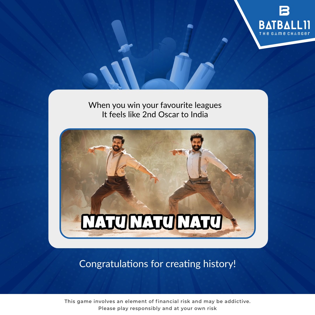 batballeleven's tweet photo. Congratulations to RRR for Well-deserved Oscar Win!โ๏ธ
Naatu Naatu๐บ๐ป๐บ๐ป
#RRROscarWin #Oscars2023 #Oscar #RRR #RRRMovie #NaatuNaatu #BatBall11 #TheGameChanger https://t.co/kpLM9H6Ihx