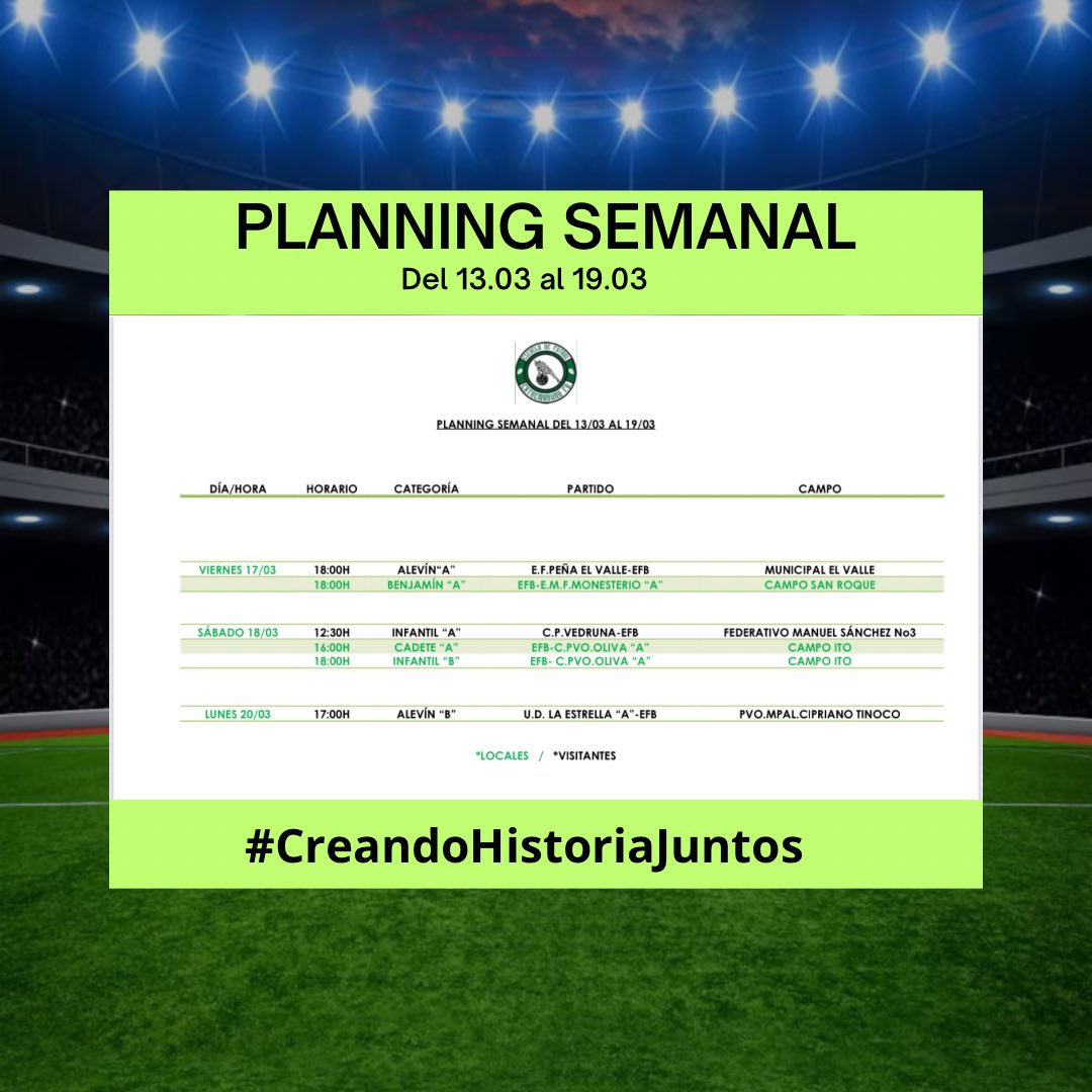 ExtremaduraFB's tweet photo. 🗓 𝗣𝗟𝗔𝗡𝗡𝗜𝗡𝗚 𝗦𝗘𝗠𝗔𝗡𝗔𝗟 
-Del 13 al 19 de Marzo-

📝 " 𝘊𝘳𝘦𝘦 𝘦𝘯 𝘵𝘪 𝘺 𝘵𝘰𝘥𝘰 𝘴𝘦𝘳𝘢́ 𝘱𝘰𝘴𝘪𝘣𝘭𝘦"

iii 𝔸𝕌́ℙ𝔸 𝕃𝕀ℕℂ𝔼𝕊 💚🖤  !!!
#ExtremaduraFutbolBase #CreandoHistoriaJuntos #aupalinces https://t.co/bWUvL7q1NB