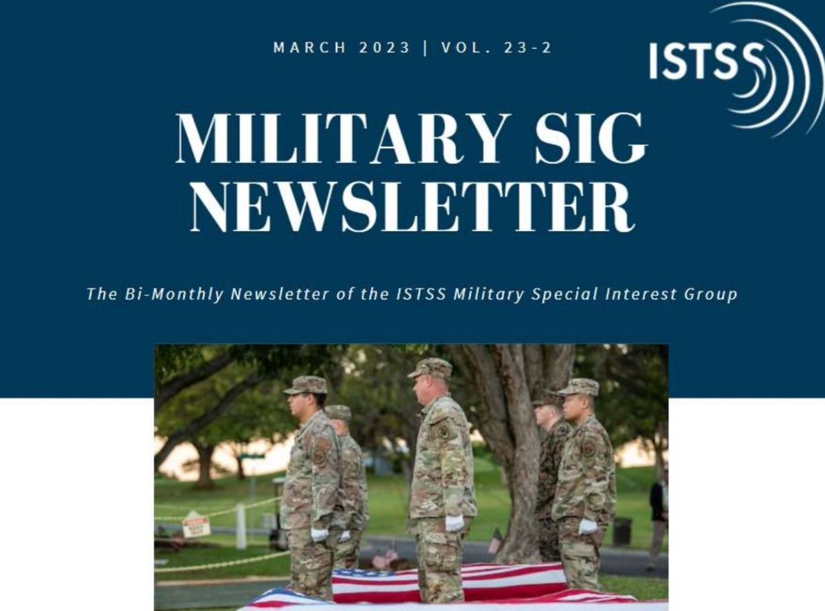 The March edition of our bi-monthly newsletter has been sent! 📬

Are you @ISTSSnews member and interested in military psychotrauma and veteran mental health? Join our SIG email listing through the web portal.