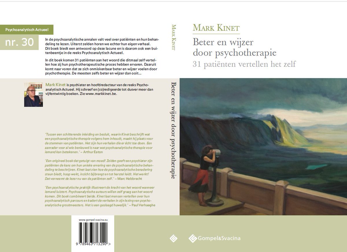Mijn voorlaatste boek wordt in het Tijdschrift voor Psychoanalyse aanbevolen zowel voor de beginnende als de ervaren psychotherapeut. Zie de recensie: markkinet.be/pdf/330%20Rece… en info over het boek: gompel-svacina.eu/product/beter-…