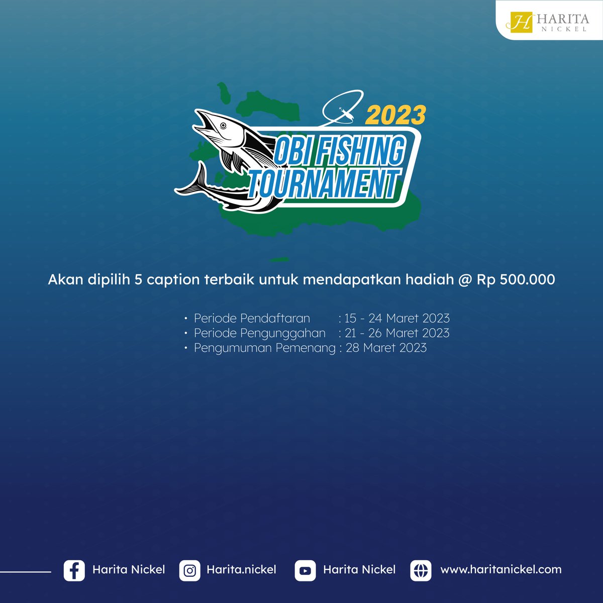Di 18-19 Maret nanti, akan ada lomba memancing di laut Obi, lho! Buat kamu yang jauh dari Pulau Obi atau belum bisa berpartisipasi, jangan kuatir. Kami sudah menyiapkan lomba lain yang enggak kalah serunya! Yang pandai merangkai kata, nanti merapat ke Instagram kami!