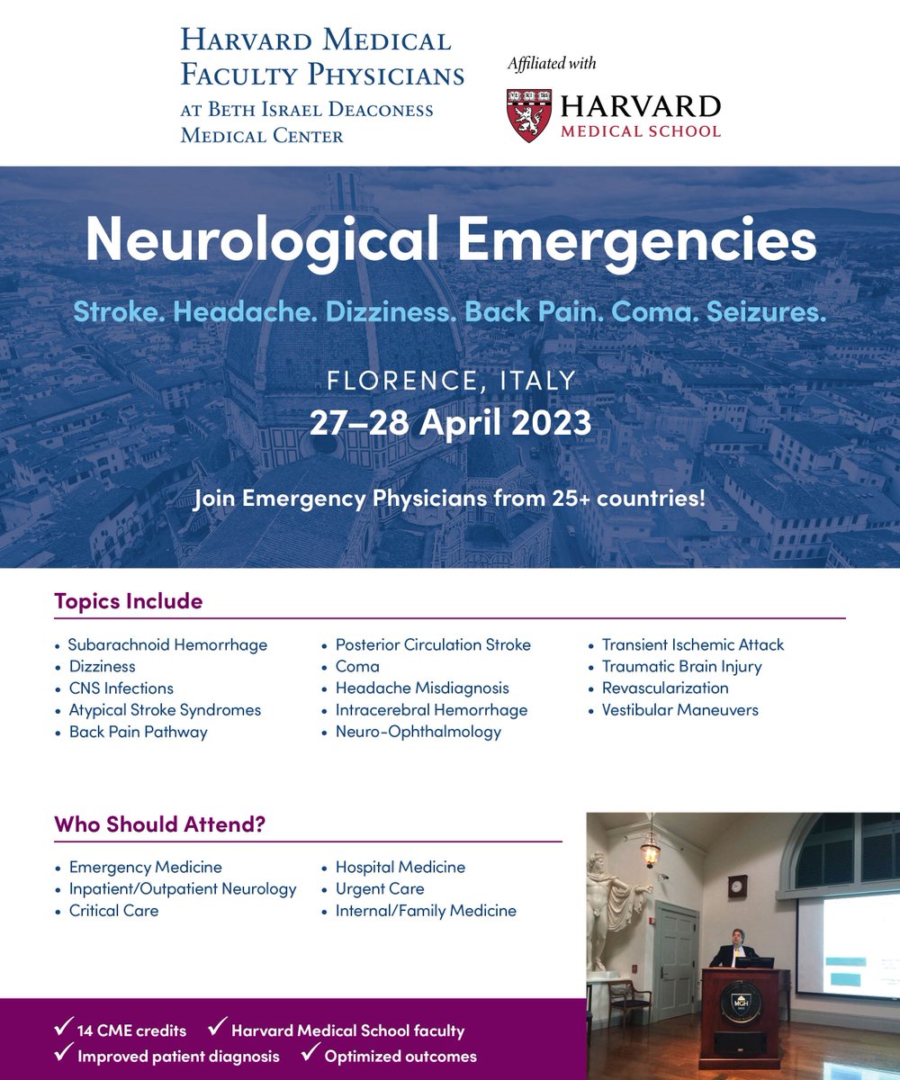 The Institute for ED Clinical Quality Improvement (@emerg_quality) on Twitter photo This Harvard Medical School Neurological Emergencies course comes to Europe for the first time. Join international neurologists and emergency medicine physicians for 2-days of engaging discussion in Florence, April 27-28. Endorsed by <a href="/ESOstroke/">European Stroke Org</a> . <a href="/JoshGoldsteinMD/">Josh Goldstein</a> <a href="/JonathanEdlow/">Jonathan Edlow</a> This Harvard Medical School Neurological Emergencies course comes to Europe for the first time. Join international neurologists and emergency medicine physicians for 2-days of engaging discussion in Florence, April 27-28. Endorsed by <a href="/ESOstroke/">European Stroke Org</a> . <a href="/JoshGoldsteinMD/">Josh Goldstein</a> <a href="/JonathanEdlow/">Jonathan Edlow</a>