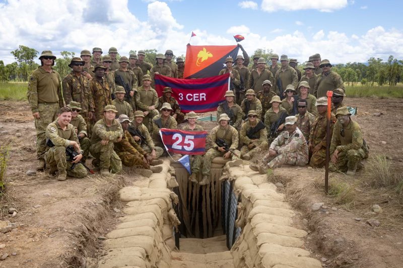 RSMAusArmy's tweet photo. I had a blast 💥 with 3Bde on Ex Silicon Brolga. Great to see soldiers out field enhancing their foundation war fighting skills while innovating alongside PNG Army Engineers. @3BrigadeTSV https://t.co/9c0aJxiBo6