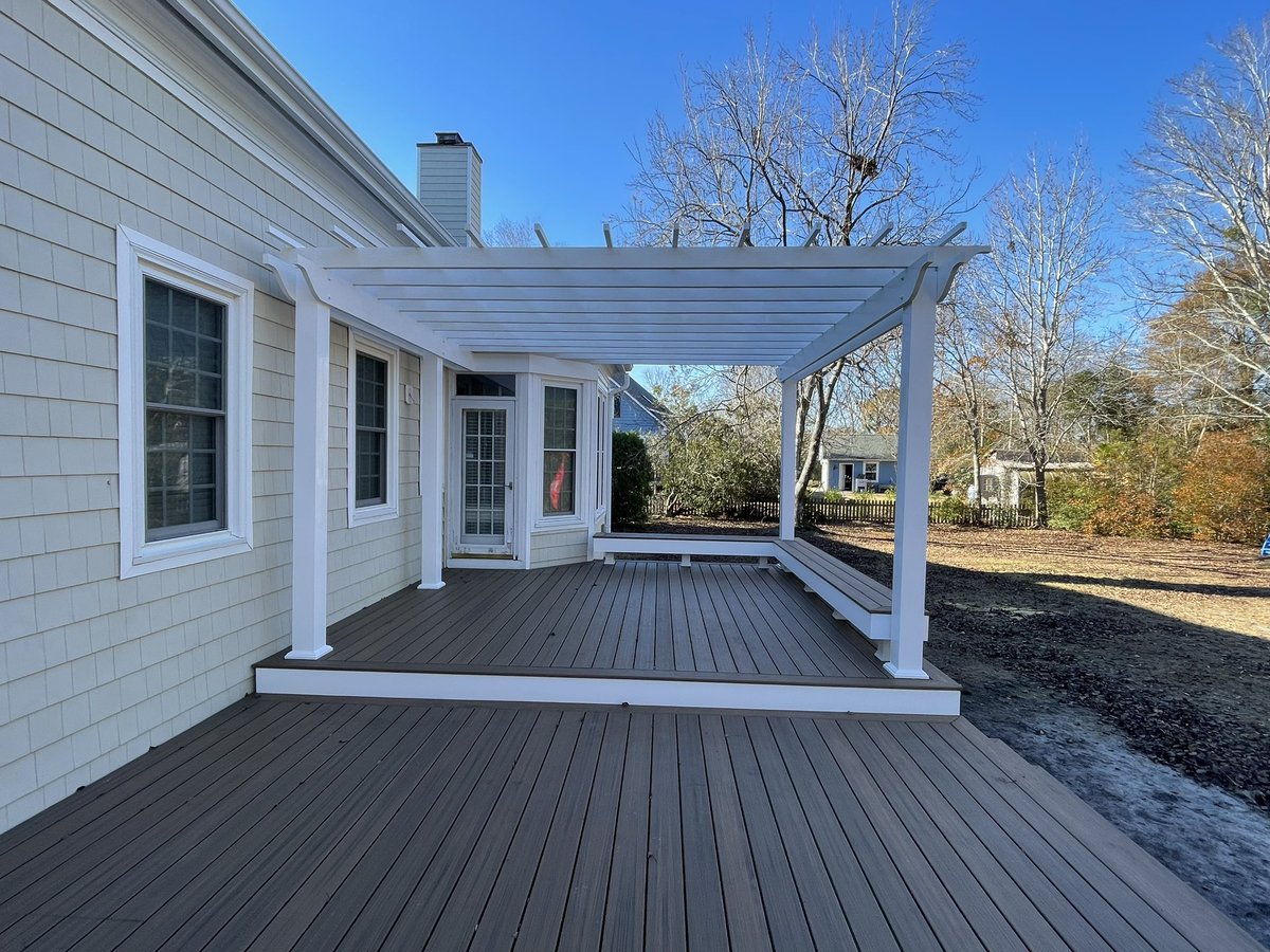 OnPointPMC's tweet image. Watson Deck Job: Trex decking with PVC trim boards.