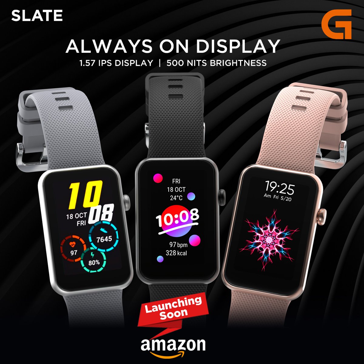 gizmoreindia's tweet photo. Launching soon at Amazon - #Gizfit Slate #Smartwatch with always on display. #NewAgeFitness #ComingSoon @amazonIN https://t.co/DOG8MCkYjj