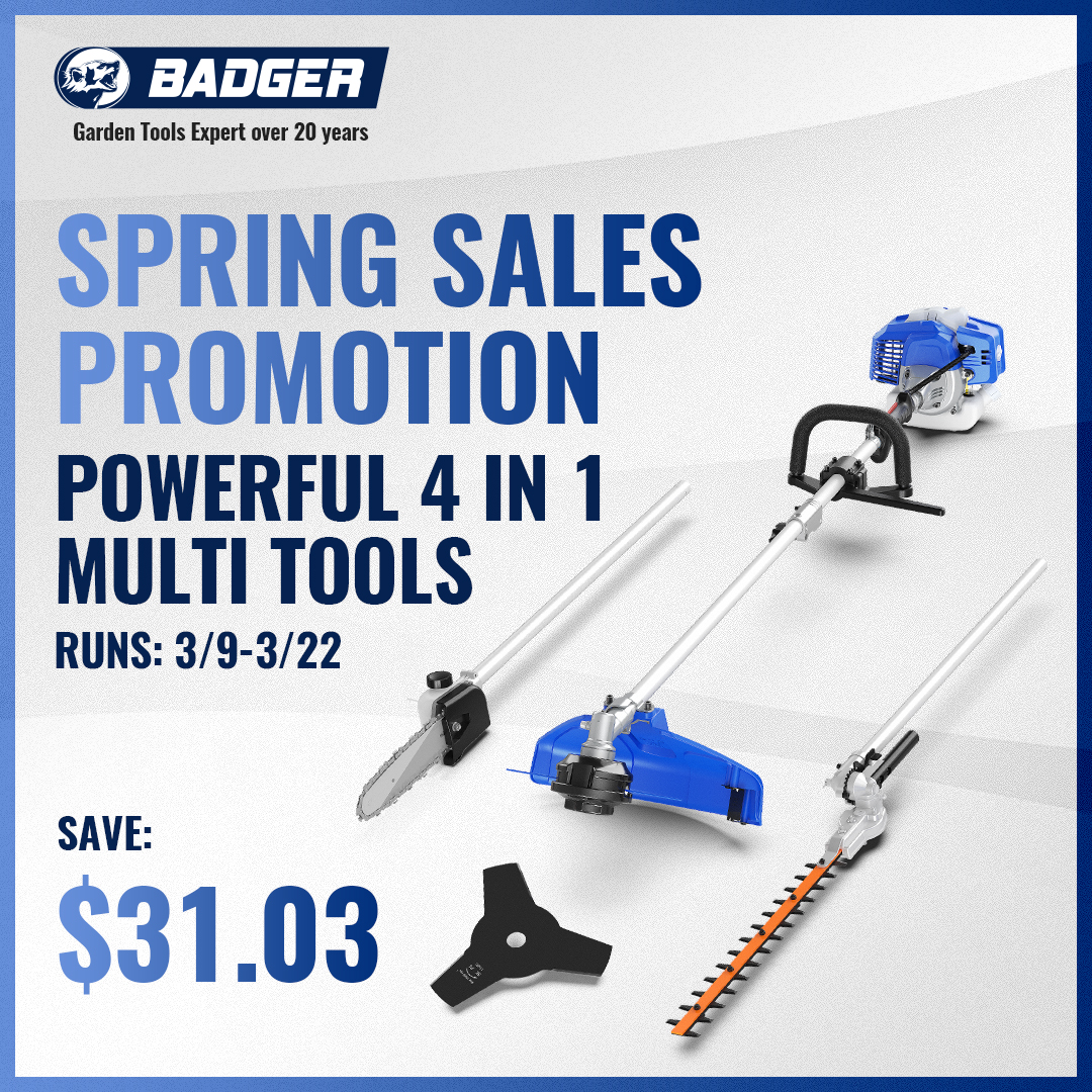 WildBadgerPower's tweet image. Get the perfect lawn in no time with our 4 in 1 grass trimmer! Say goodbye to overgrown grass and hello to a beautiful yard. 
Order now🛒amzn.to/3J37QVh
#wildbadgerpower #stringtrimmer #hedgetrimmer #polesaw #powertool #lawncare #weedeater